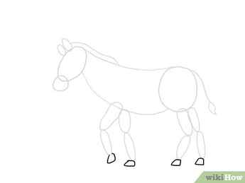 Step 7 Draw irregular blocks below the legs for the hooves.