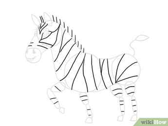 Step 9 Draw stripe outlines all over the body of the zebra.
