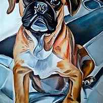 Painting Boxer Puppy portrait illustration animal by N Akkash