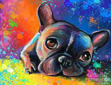 Wall Art - Painting - Whimsical Colorful French Bulldog by Svetlana Novikova
