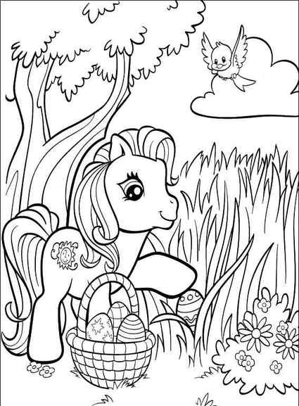 My Little Pony Easter Basket Coloring Page
