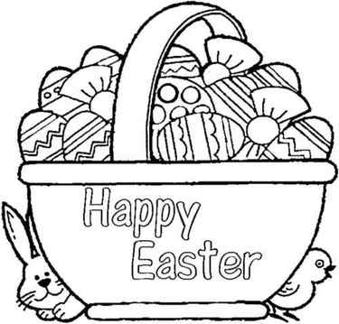 Happy Easter Basket Coloring Page
