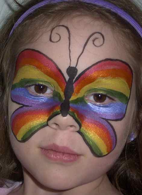 Face Painting Designs -- Rainbow Butterfly