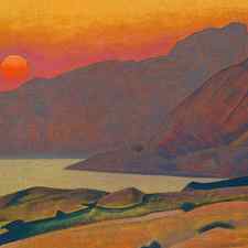 Mountains with Lake and Setting Sun by Nicholas Roerich