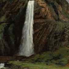 Mountain Waterfall by Gustave Courbet