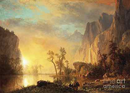 Wall Art - Painting - Sunset in the Rockies by Albert Bierstadt