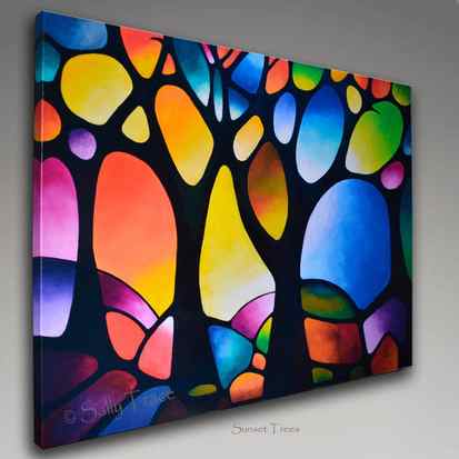 Sunset Trees modern contemporary fine art prints by Sally Trace