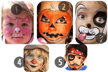 1-5 of the 25 Easy (and Not So Easy) DIY Halloween Face Painting Ideas for Kids