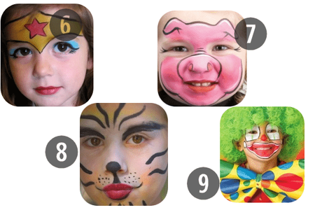 6-9 of the 25 Easy (and Not So Easy) DIY Halloween Face Painting Ideas for Kids