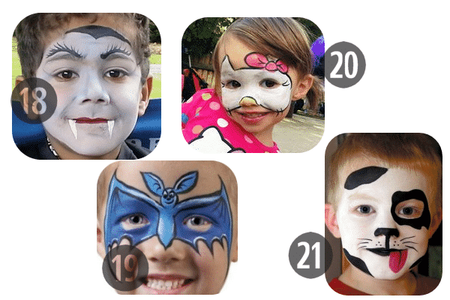 18-21 of the 25 Easy (and Not So Easy) DIY Halloween Face Painting Ideas for Kids