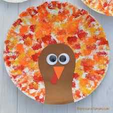 Sponge Painted Turkey thanksgiving craft for kids