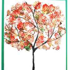 Q Tip Autumn Tree thanksgiving craft for kids
