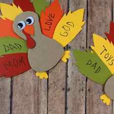 Cardboard Gratitude Turkey thanksgiving craft for kids