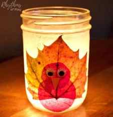 Thanksgiving Turkey Leaf Mason jar lanterns 