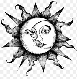 celestial moon and sun painting, Moon Drawing Henna Illustration, Abstract creative sun and the moon, face, resume png thumbnail
