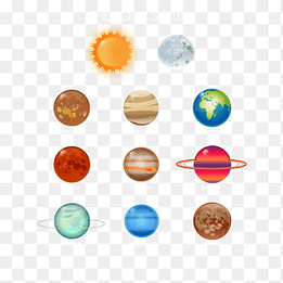 The Solar System with sun and moon illustration, Earth Solar System Planet Venus, Nine planets, orange, sphere png thumbnail