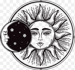 celestial moon and star, Solar eclipse of August 21, 2017 Lunar eclipse Drawing, Hand-painted sun and moon, watercolor Painting, face png thumbnail