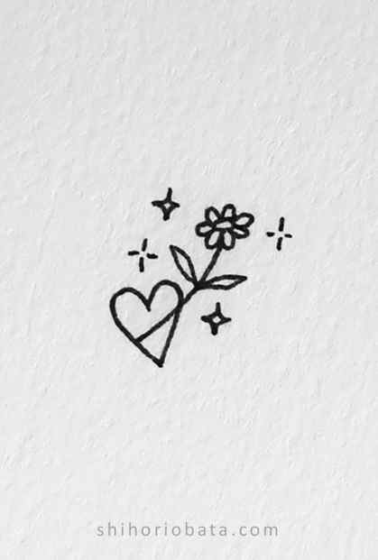 heart flower drawing aesthetic