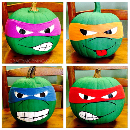 Ninja Turtle Painted Pumpkins for Kids