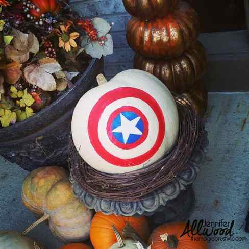 Captain America Painted Pumpkin