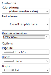 Screenshot of Publisher customize and options selections.