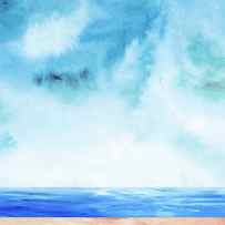 Ocean and Blue Sky Watercolor I by Naxart Studio
