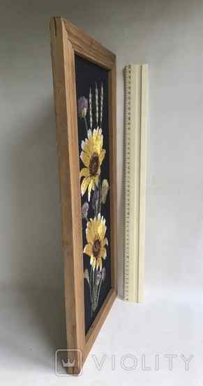 Painting Yellow Flowers. Embroidery, smooth surface. Frame wood., photo number 7