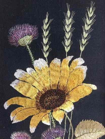 Painting Yellow Flowers. Embroidery, smooth surface. Frame wood., photo number 9