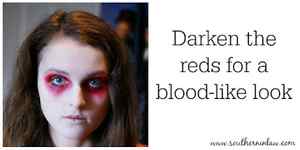 Darken the Reds for a More Realistic Blood-Like Look - Zombie Makeup Tutorial Halloween Face Painting