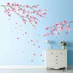 DECOWALL DS12-2003P1903 Watercolor Cherry Blossoms Kids Wall Stickers Wall Decals Peel and Stick Removable Wall Stickers f. 