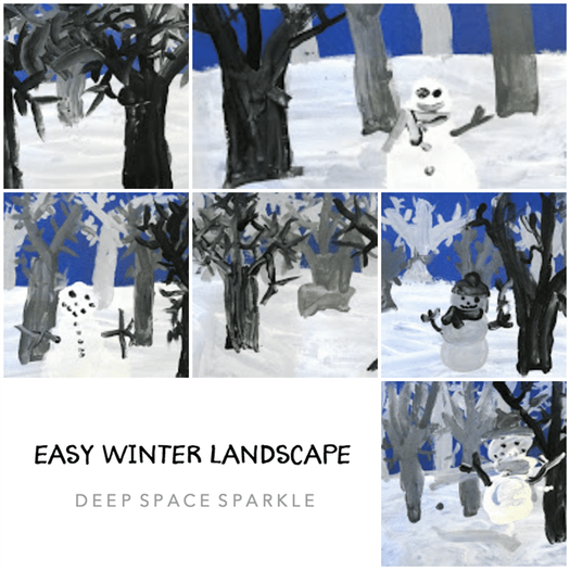 Easy Winter Landscape Art Lesson | Winter Art Projects for kids