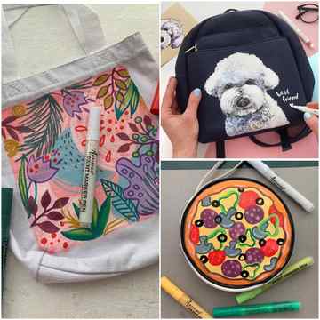 fabric bag-paint marker ideas-paint pen art ideas-paint pen ideas-pen decorating ideas