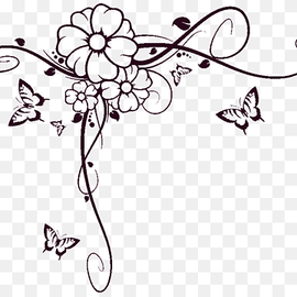 Black And White Flower, Borders, Drawing, Flora, Black And White , Branch, Line Art, Plant, Borders Clip Art, Drawing, Flower png thumbnail