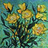 The Sky of Yellow Roses Diptych - Upper Panel by Mona Edulesco