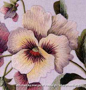 Example of higher contrast on needlepainted pansy.
