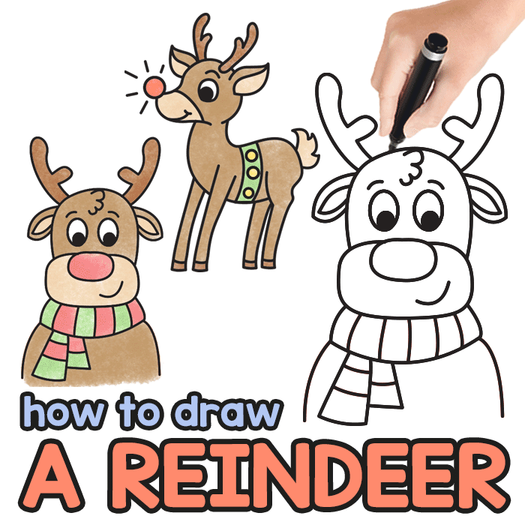 How to Draw Reindeers Step by Step Drawing Lesson Rudolph the Red Nosed Reindeer How to Draw Step by Step Drawing Tutorials