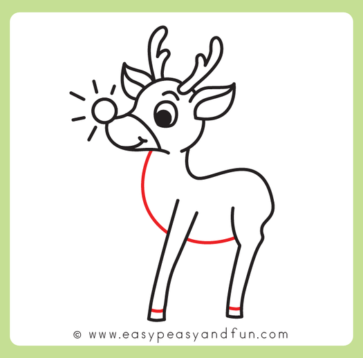 How to Draw Rudolph the RedNosed Reindeer Easy Drawing Tutorial