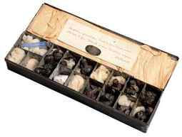 Constable’s metal paint box c.1837 containing eleven paint bladders, a piece of white stone and a glass phial of blue pigment