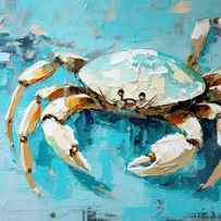 Turquoise Crab - Sea Themed Art by Lourry Legarde