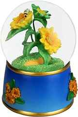 Sunflower Snow Globe, 100mm Hand-Painted Snowglobe Music Box with Color Changing LED Lights & Automatic Snowflakes, Sunflo. 