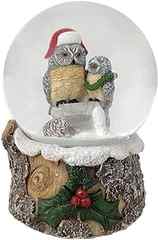 Lightahead Christmas Musical Snow Globe Water Ball with Mother & Child Owl Inside & Flying Snowflakes 100 MM in Poly Resin
