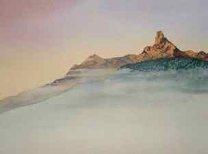 watercolor, mountains