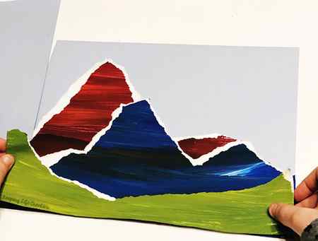 Torn Paper Mountain Landscape Art Project