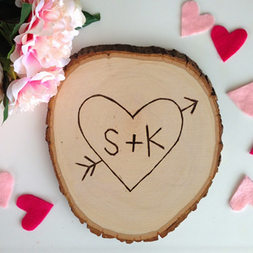 Initials on a tree carving - Valentines Gift