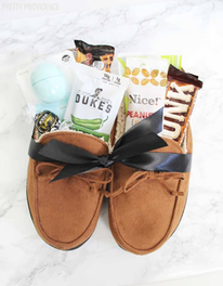 Snack filled slippers - valentines gifts