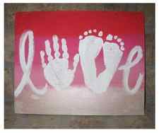 Baby footprints heart for valentines day card craft