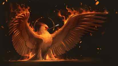 darkness, flame, phoenix, greek mythology, feather, wing, fire HD wallpaper