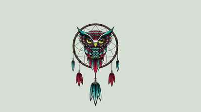 owl, dream catcher, graphic design, illustration, art, feather HD wallpaper