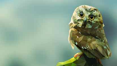 brown owl illustration, brown mosaic owl painting, animals, digital art HD wallpaper