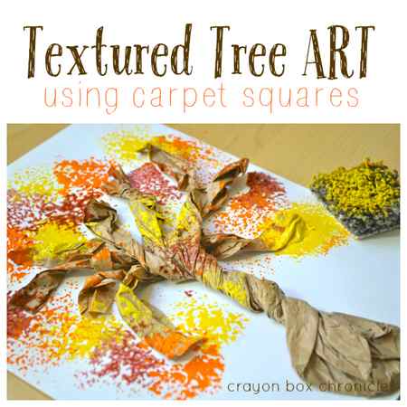 Fall Textured Tree Art for Kids Using Carpet Samples